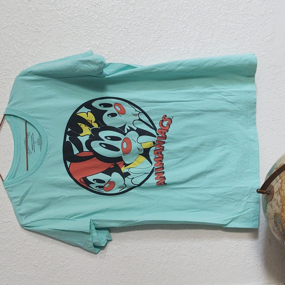 Animaniacs Tee Shirt T-shirt Graphic Tee Cartoon Teal 90's Y2K